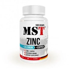MST Sport Nutrition, Микроэлемент Zinc +Selenium + Copper, 100 капсул, 100 капсул