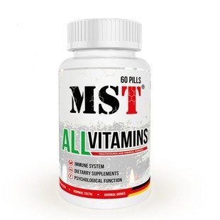 MST Sport Nutrition,Вітаміни AllVitamins Полуничні, 60 таблеток, 60 таблеток
