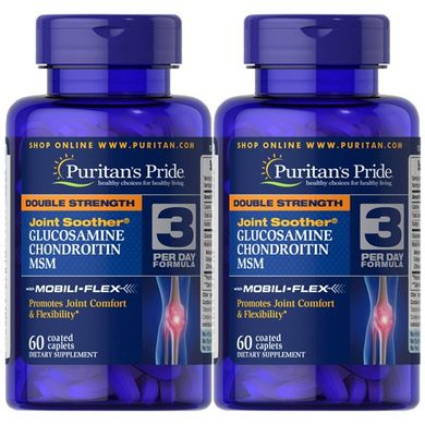 Puritans Pride, Для суглобів та зв'язок Double Strength Glucosamine, Chondroitin & MSM Joint Soother ( 60 табл )