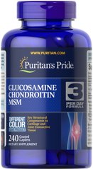 Puritans Pride, Для суставов и связок Double Strength Glucosamine, Chondroitin & MSM Joint Soother ( 240 табл )