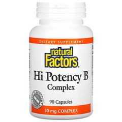 Natural Factors, Витамин B Complex Hi Potency, 90 капсул, 90 капсул