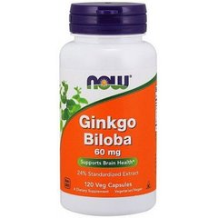 Now Foods, Антиоксидант Ginkgo Biloba, 60 mg, 120 капсул, 120 капсул