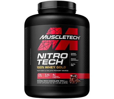 MuscleTech, Протеїн Nitro Tech 100% Whey Gold, Double Rich Chocolate 2270 грам